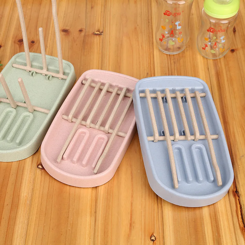 Baby Bottle Wheat Straw Drying Rack Feeding Cup Holder Removable Rack Cleaning Pacifiers Accessories Storage Drying Shelf Clean