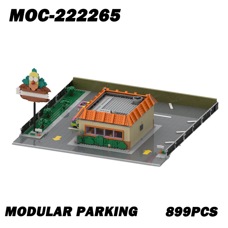 MOC-222265 주차장 모듈형 창의적 거리 풍경 퍼즐 건축 DIY 교육 조립 모델 장난감 선물 899PCS