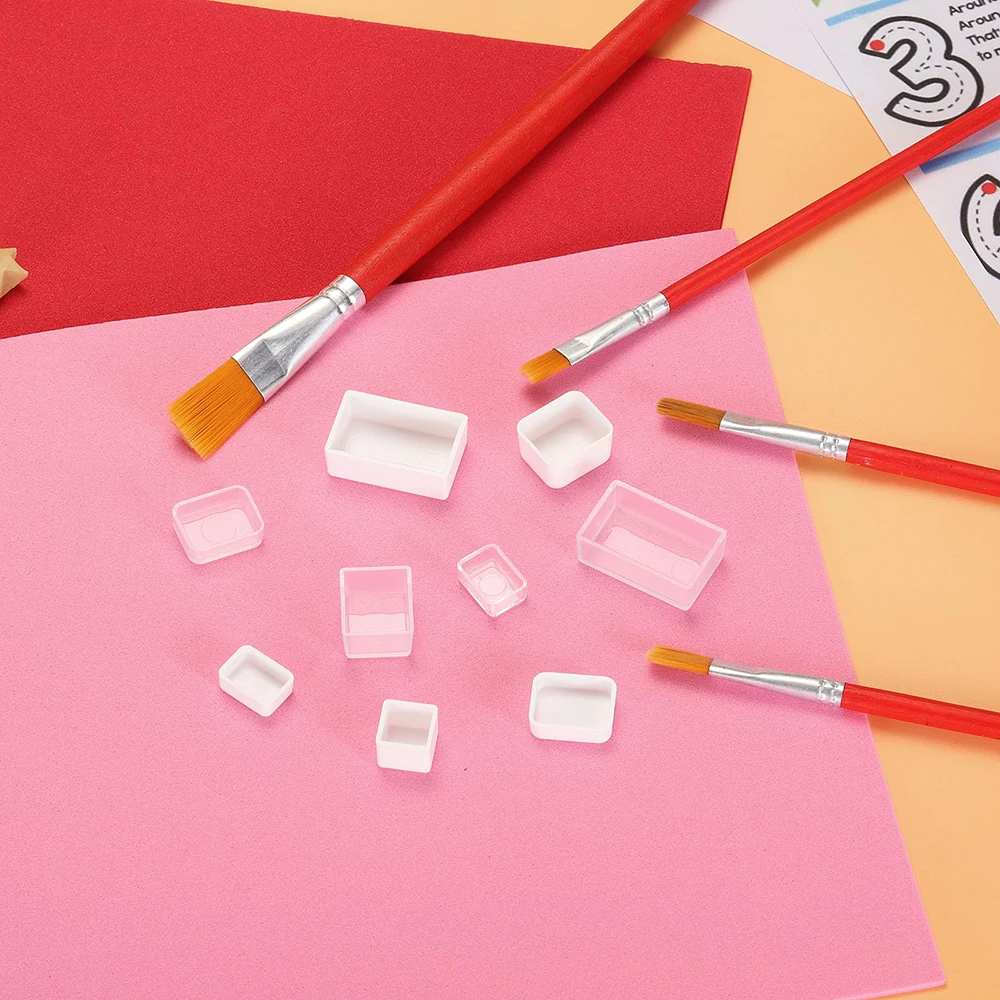 Medias sartenes de acuarela blanca de 2ml, paquete de 50 latas vacías de 1/2 sartenes, latas de acuarela de plástico para aceites de acuarela, pintura acrílica, lata de viaje