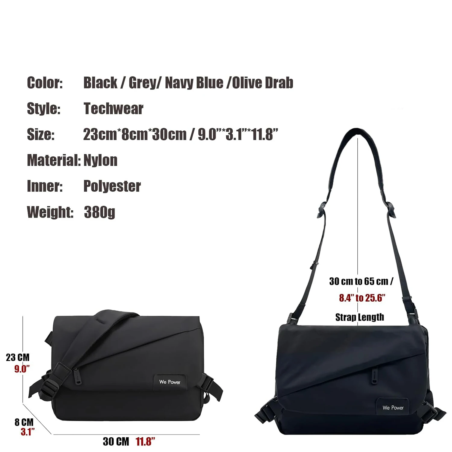High Density Nylon Man Casual Sling Messenger Bag Shoulder Large Capacity Lightweight Crossbody Travel Works Tablet Daypack Bag
