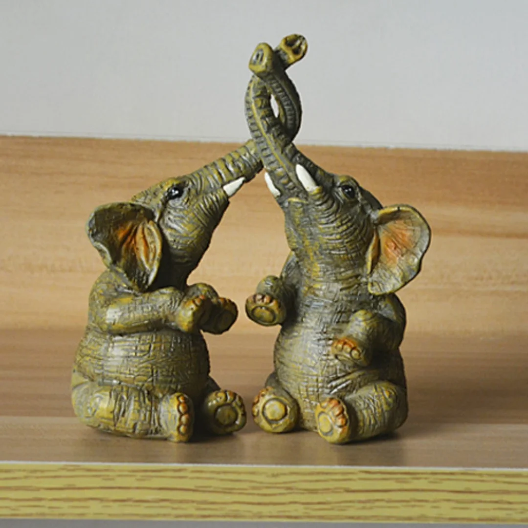 

Elephant Couple Figurine Elephant Couple Statue Elephant Ornaments For Home Deskpot Cupboard Props Decor Ornament
