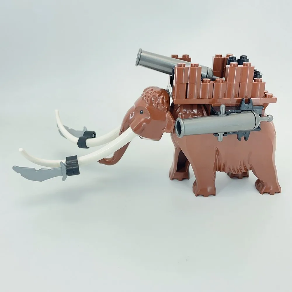 Modèles de blocs de construction MOC, chariots de mammouth médiévaux, armes de guerre d'animaux anciens, canons de machine de guerre DIY, jouets pour enfants