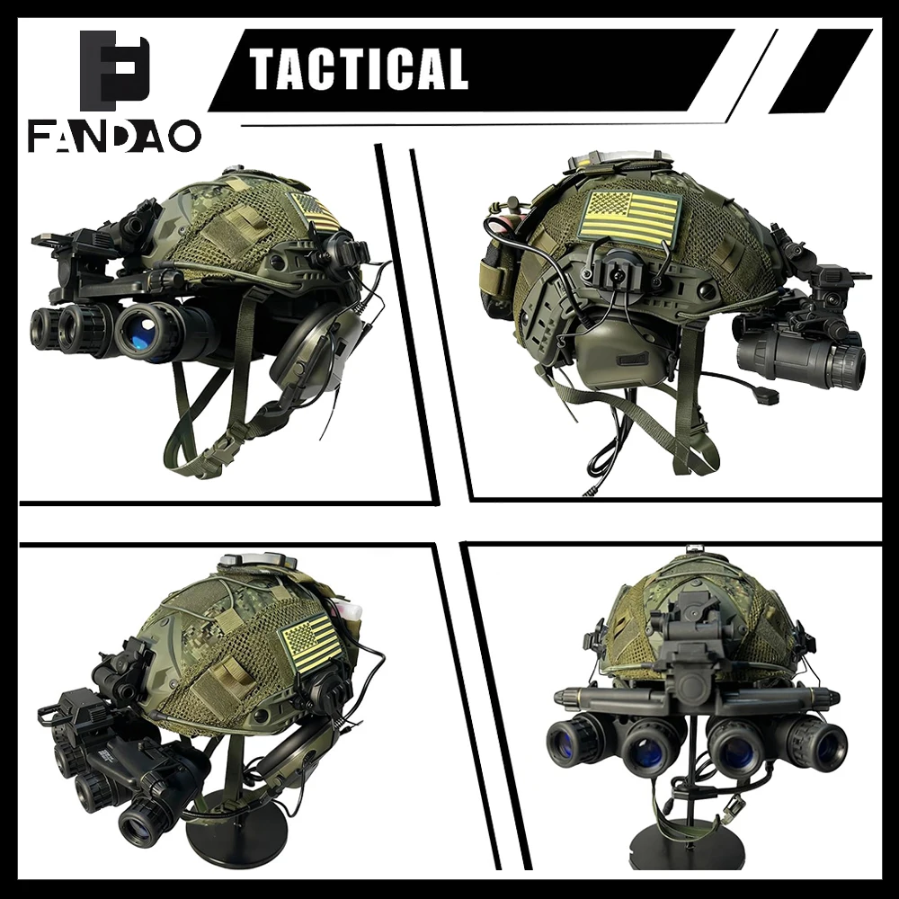 Tactical Camouflage Helmet Set Full Set of Russian Gear Airsoft Fast Bump Helmets with Headset NVG Dummy Model for CS Cosplay