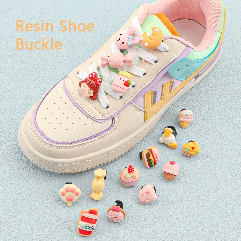 Shoelaces Decoration Clips Shoe Laces Buckle Cartoon Crown Cake Candy Macaron Color Shoes Accessories for Girl Children's 1PCS