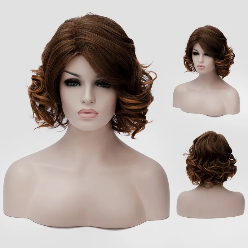 New Fashion Women's Natural Light Brown Wavy Wigs 12 Inch