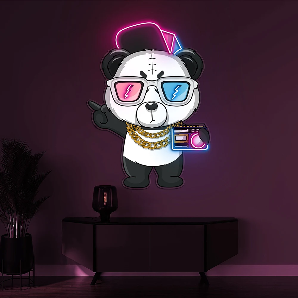 

Cool Panda Pop Art Neon Sign Bedroom Kids Room Home Wall Decor Led Neon Light Custom Anime Aesthetic Neon Signs Birthday Gifts