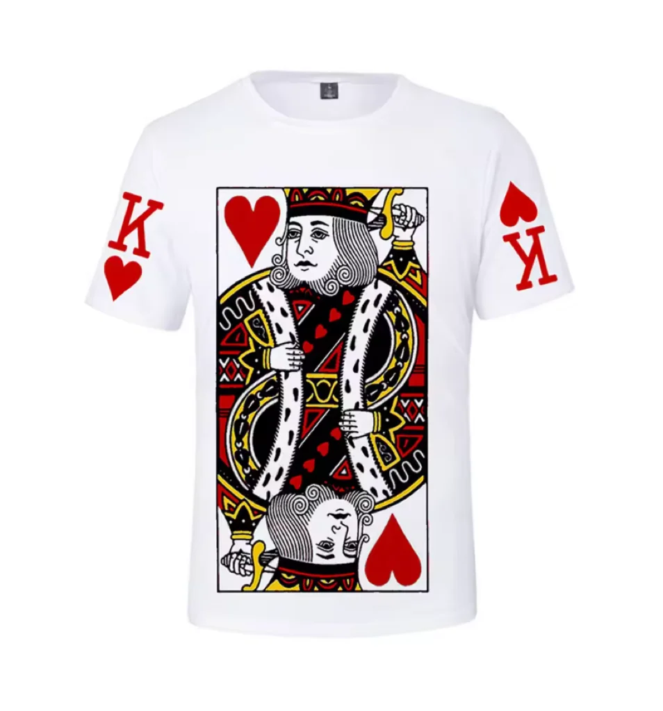 King Calls&Een children's and adult printed T-shirts, children's T-shirts, children's clothing, poker, poker K Q A