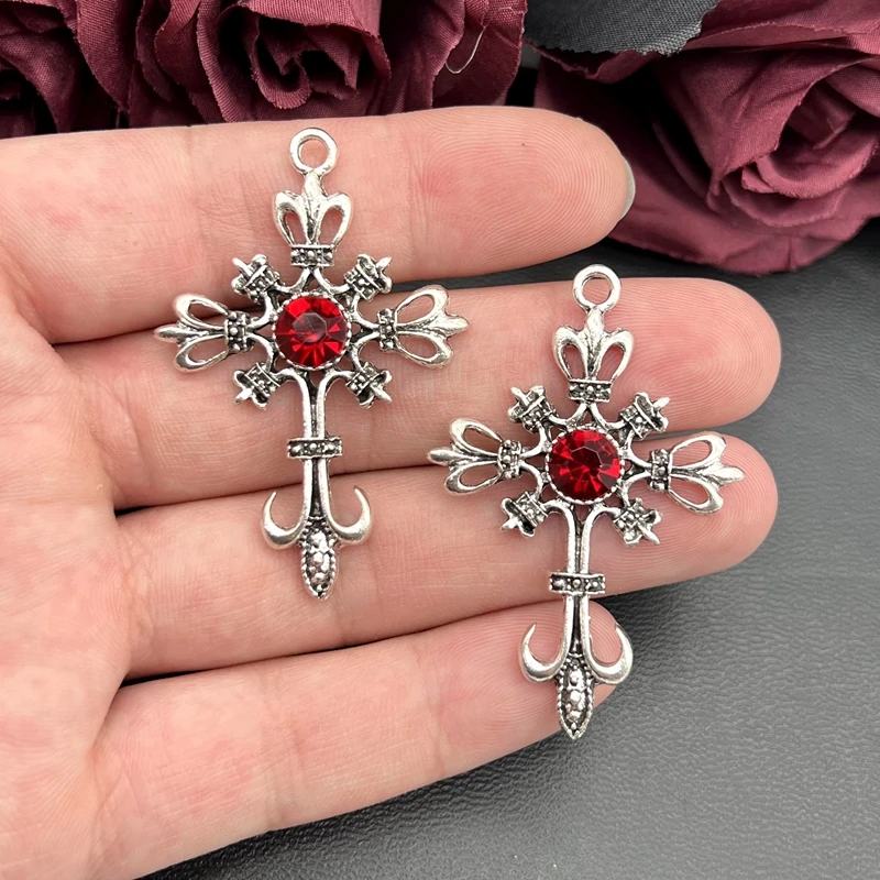 5pcs Ornate Gothic Cross Pendant Crystal Cross Pendant Designer Charms Fit Jewelry Making DIY Handmade Jewelry Findings