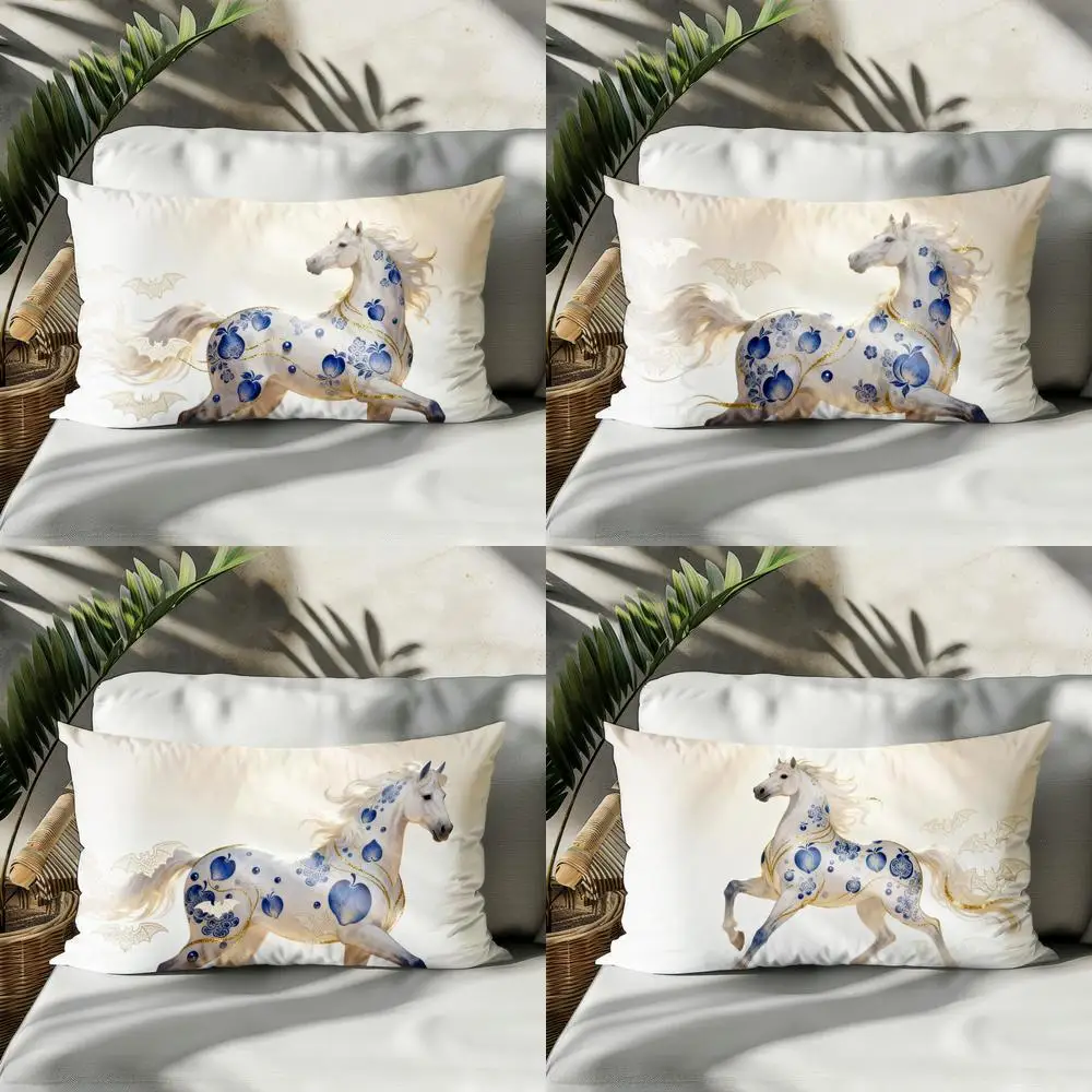 

Наволочка 2D «Волшебный белый конь», подходит для дивана, спальни, автомобиля, прямоугольная подушка для спины