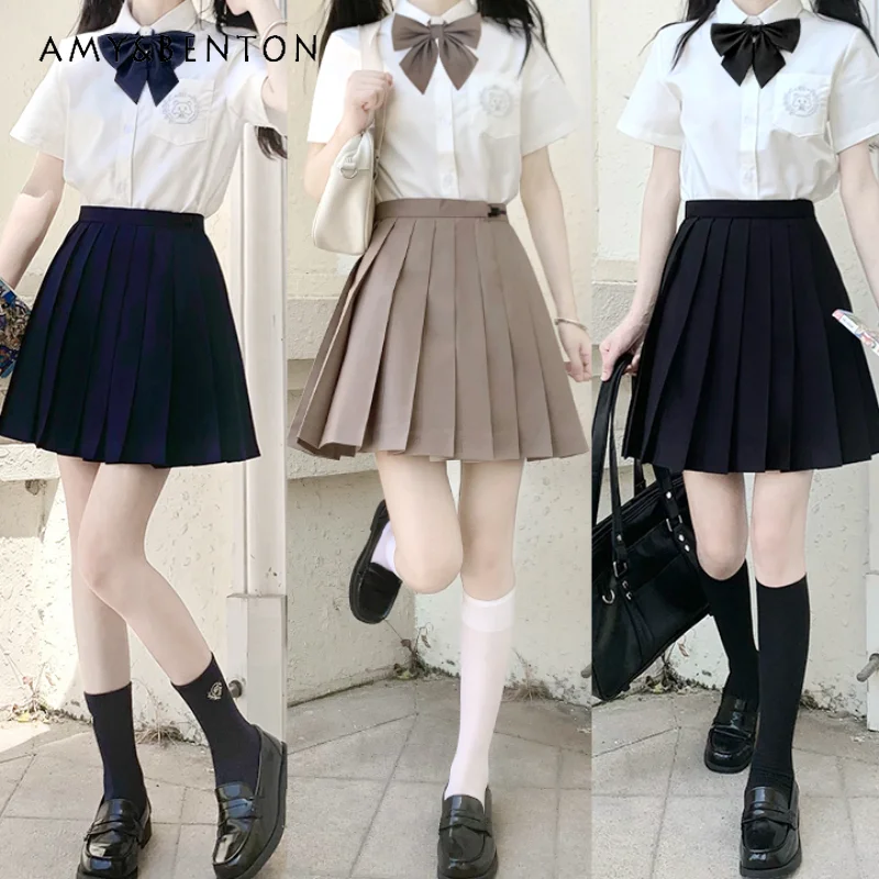 New Japanese Style Sailor Suit With Multi-Color Series Versatile Comfortable JK Uniform Basic Mini Short Pleated Skirt For Girls