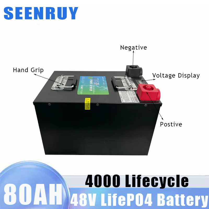 48V 80AH Lifepo4 Battery Rechargeable Pack Built in Bluetooth 80A BMS Lithium Battery