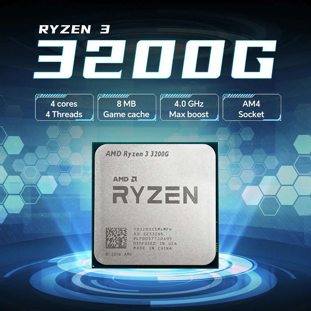 CPU AMD Ryzen 3200G AMD Ryzen 3 3200G - 3.6 GHz - 4 cores - 4 threads - 4 MB