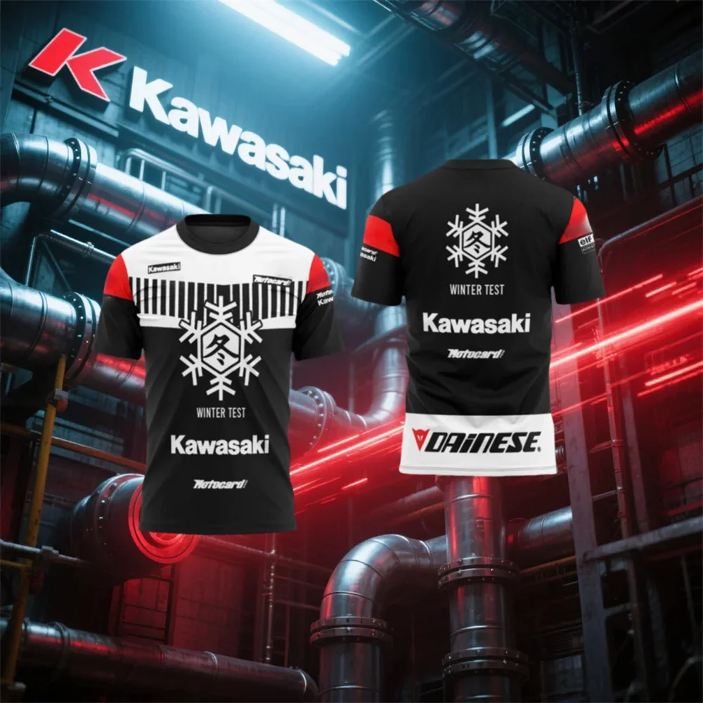2025 كاواساكي - تي شيرت رجالي مطبوع لركوب الدراجات، تي شيرت رياضي كاجوال سريع الجفاف ويمتص العرق وجيد التهوية، حداثة الصيف