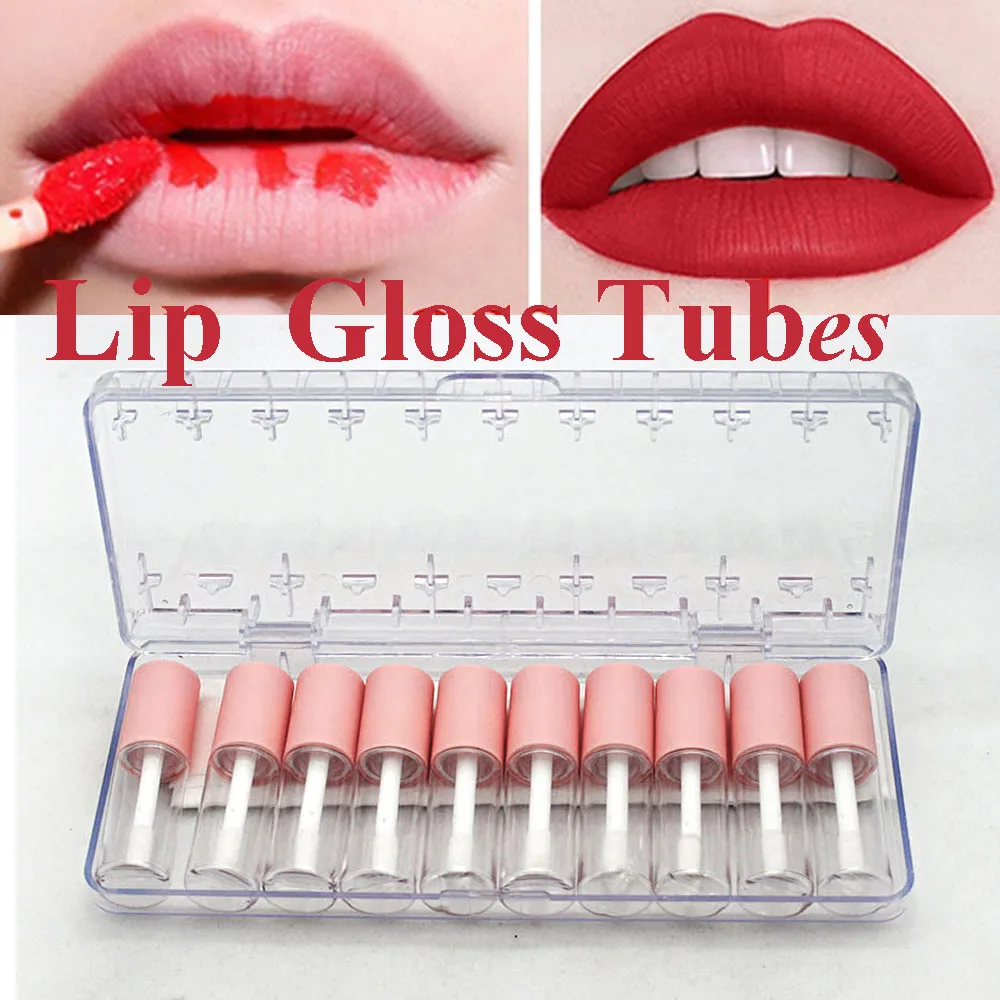 

10 Pcs/set Cute Cosmetic Containers Empty tube Pink Travel DIY Lip Gloss Refillable Bottles Lip Gloss Tubes Sample Bottles