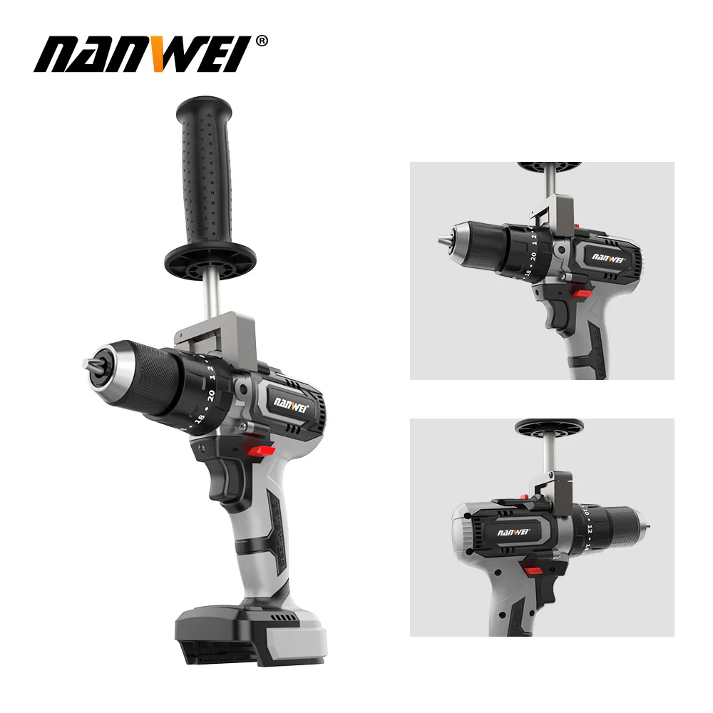 NANWEI  rechargeable brushless impact drill 21v 13mm ice drill fishing tool 1/2 metal chuck