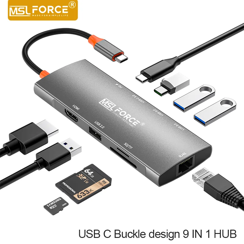 usb multiports hubs C type splitter usb 3.0 docking station powered with lan hdmi pd for macbook surface pro laptop ri45 adapter