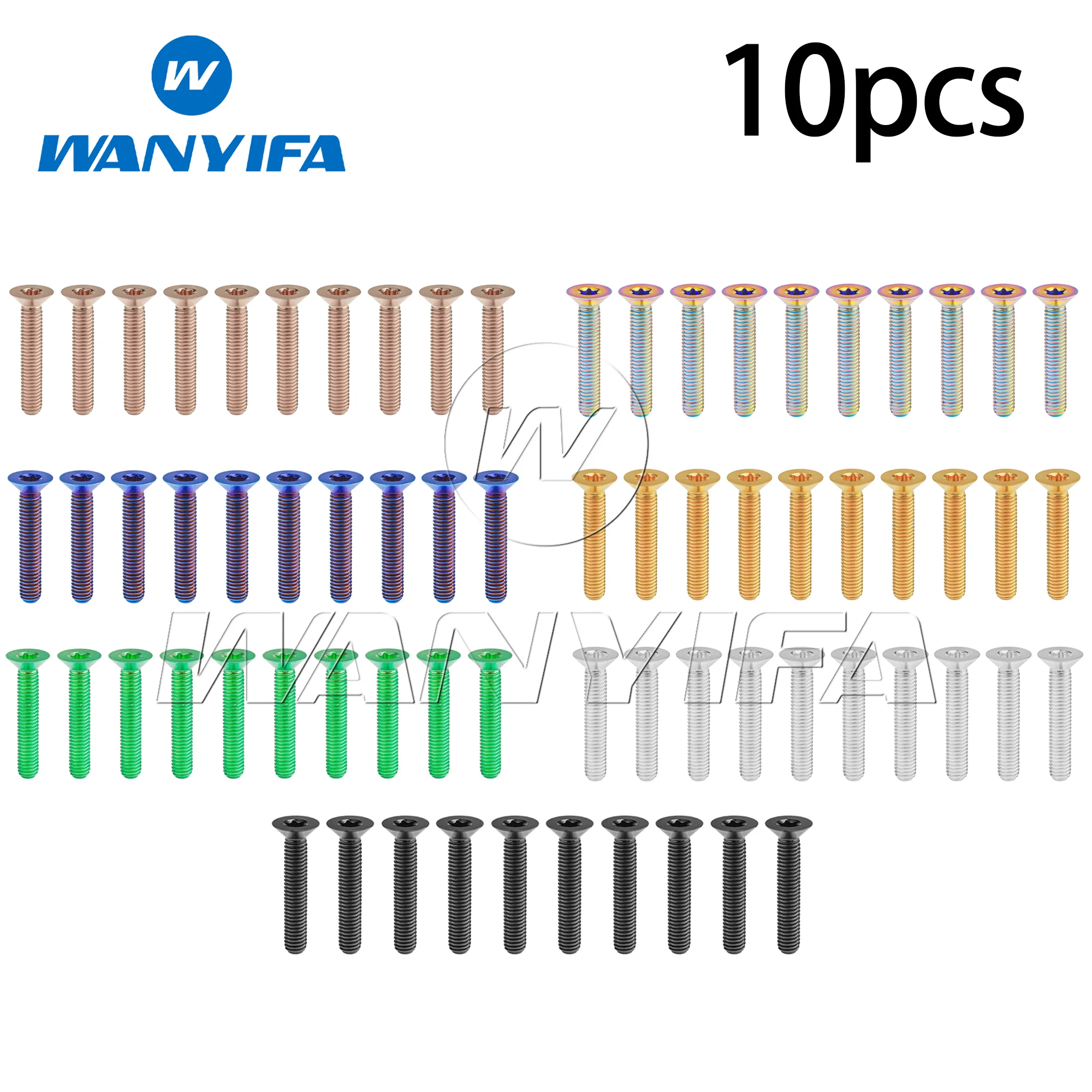 Wanyifa Titanium Alloy Bolts M4M5x8/10/12/15/20/25/30/35/40mm Countersunk Hex Head Motorcycle Torx Fasteners 10pcs