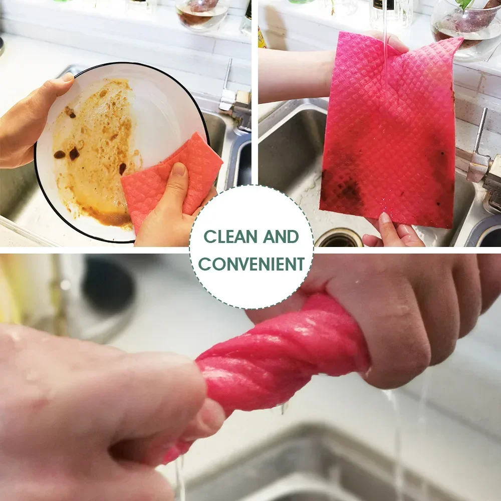 10Pcs Magic Cleaning Cloth Kitchen Absorbent Rag Towel Cellulose Swedish Dishcloth Wood Pulp Sponge Reusable Dish Cloth