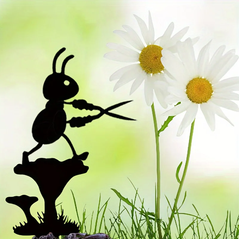 1 Stück Landhausstil Metall-Ameisen-Silhouette Gartenfigur Freistehende Eisenskulptur Outdoor-Gartenkunst-Dekoration