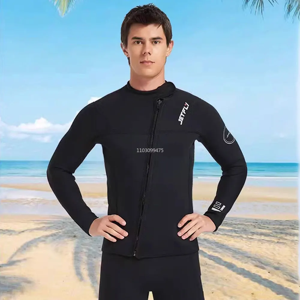 Men 5mm Neopreno Wetsuit Elastic Breathable Pant Top Diving Suit Front Zipper Long Sleeve Wetsuit Freediving Surfing Water Suit