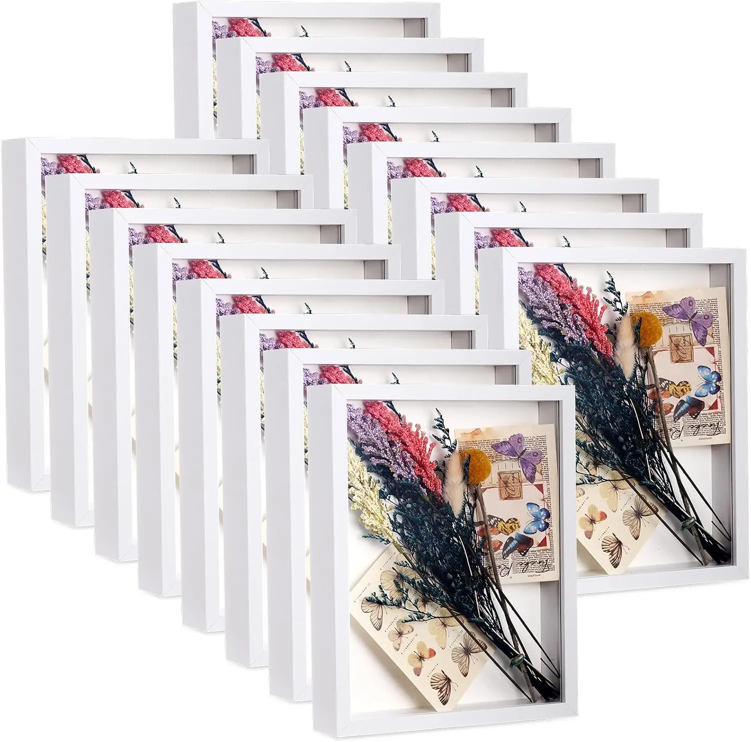 16 Pack 8 x 10 Inch Shadow Box Frame Display Cases, Deep Picture Frames for Wedding Bouquet Preservation, Memorabilia, Teacher C