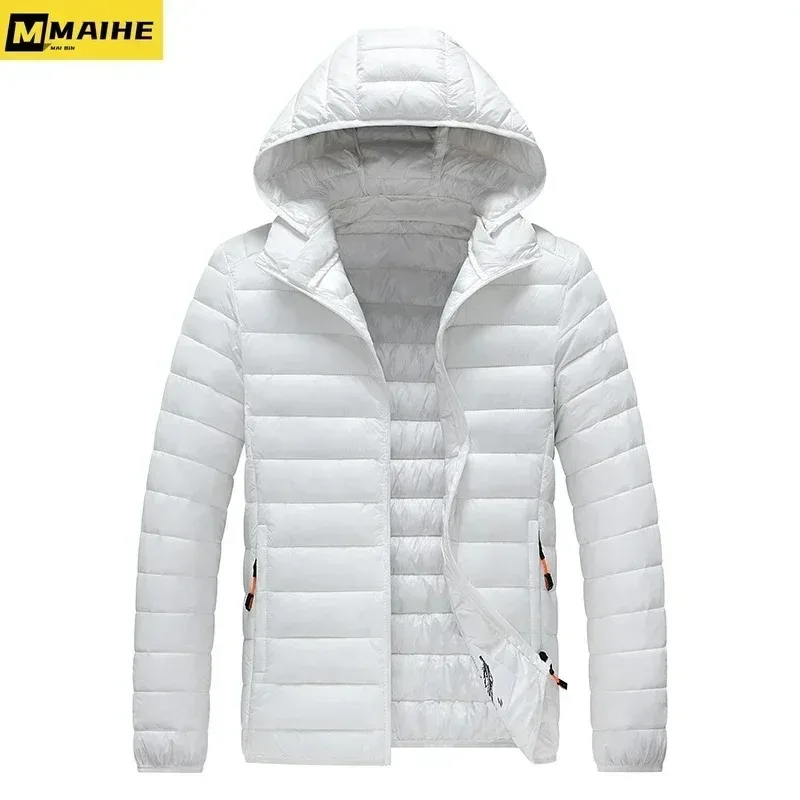Мужская высококачественная стеганая куртка, ультра легкая уличная толстая теплая парка для кемпинга, однотонная куртка с капюшоном, деловое морозостойкое зимнее пальто