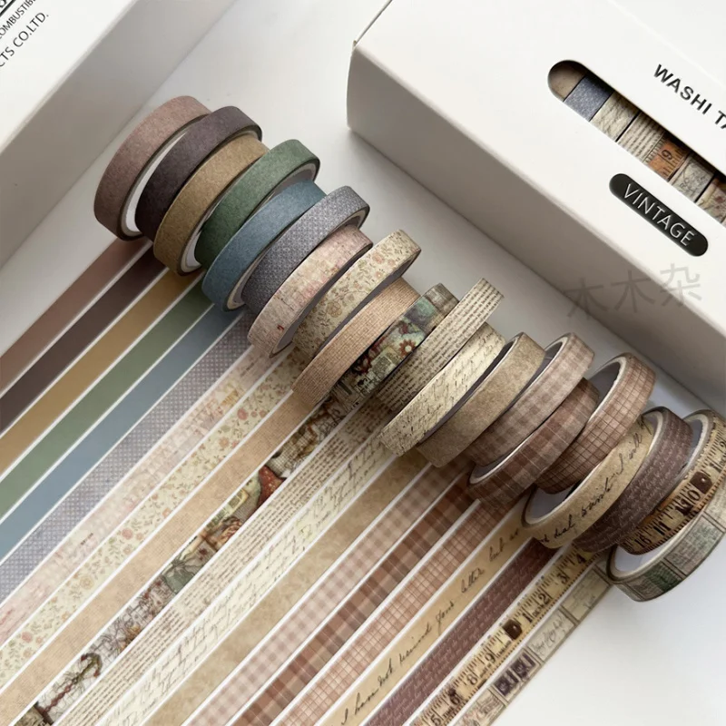 custom.[Hot Sale] Vintage Washi Tape Ultra-Thin Divider Line and Paper Tape Pull Strip Journal Tape European Style Journal Mater