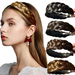 Women Twist Braid Headbands 4.5cm Width Fashion Wide Synthetic Wig Hairbands Elastic Adjustable Bohemian Hairstyle Hairpieces