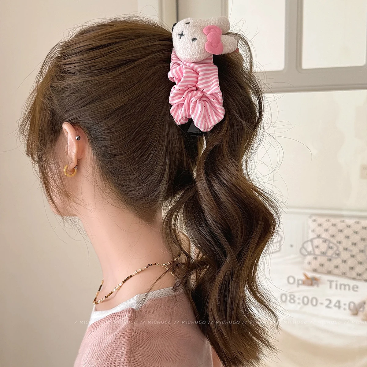 1 Stück Niedliche und Süße Cartoon-Hasen-Haarspange für Mädchen-Pferdeschwänze oder Dutt am Hinterkopf, Bananen-Clip Haaraccessoire – Detail 2