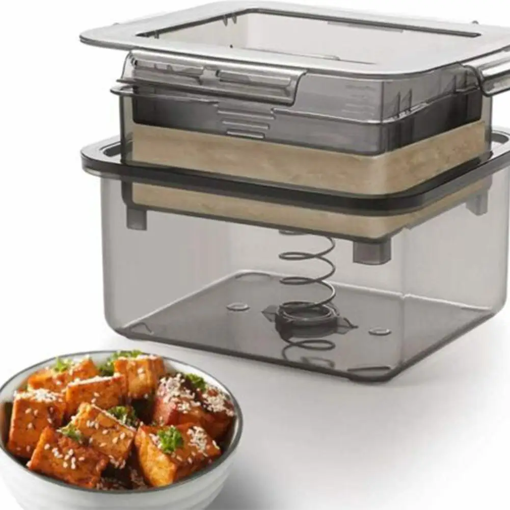 Prensador de prensa de Tofu, molde seguro, escurridor de eliminación de agua incorporado, utensilio de cocina, prensador de cuajada de soja, molde para hacer prensa de Tofu de 3 capas