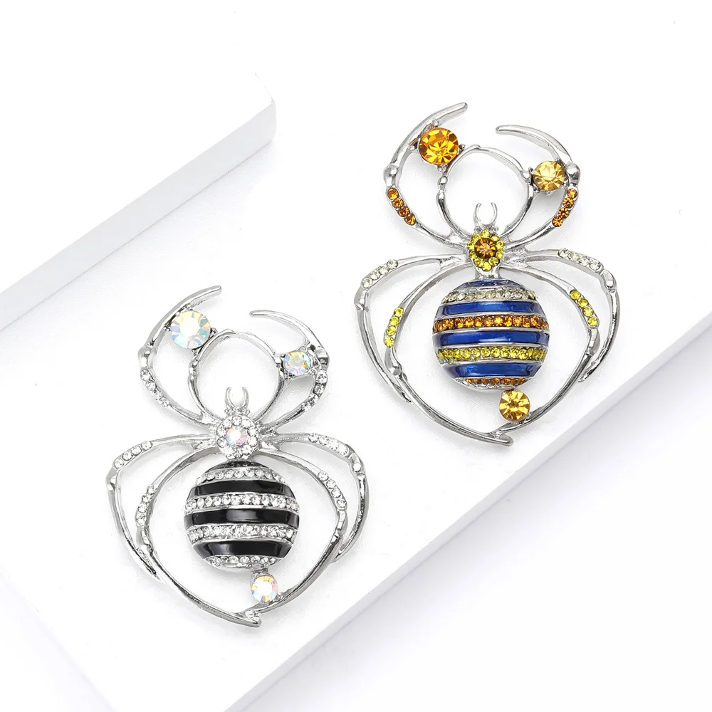 Vintage Spider Brooch for Women Gothic Insect Lapel Pin Multi Color Suit Dress Clothing Brooches for Party Halloween Decor Gift