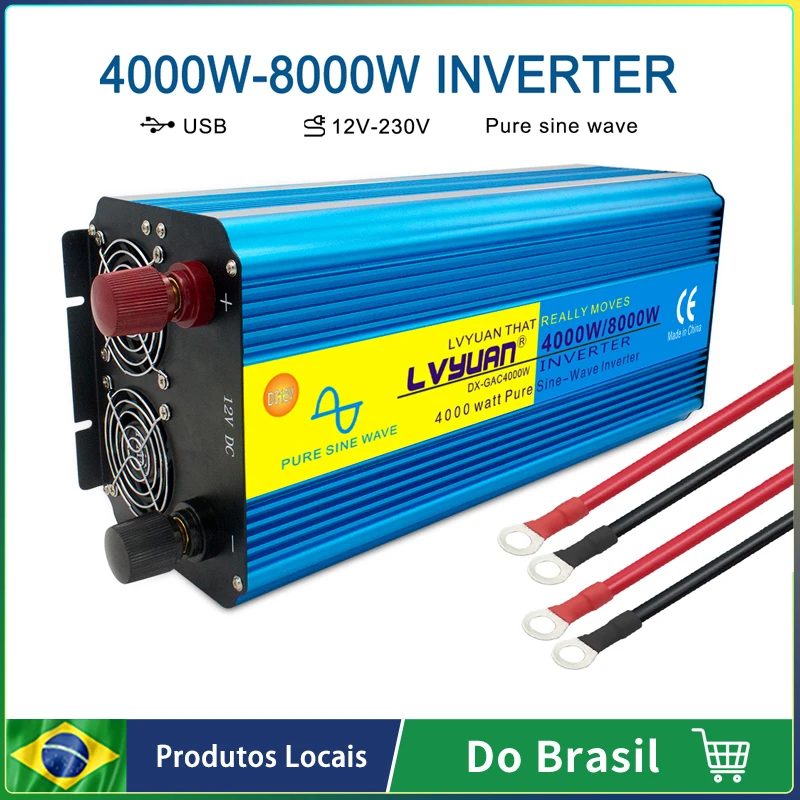 DC 12V/24V/48V TO AC 220V 230V Pure sine wave inverter 4000W/8000W 50Hz/60Hz Remote Control Voltage Converter Universal Socket