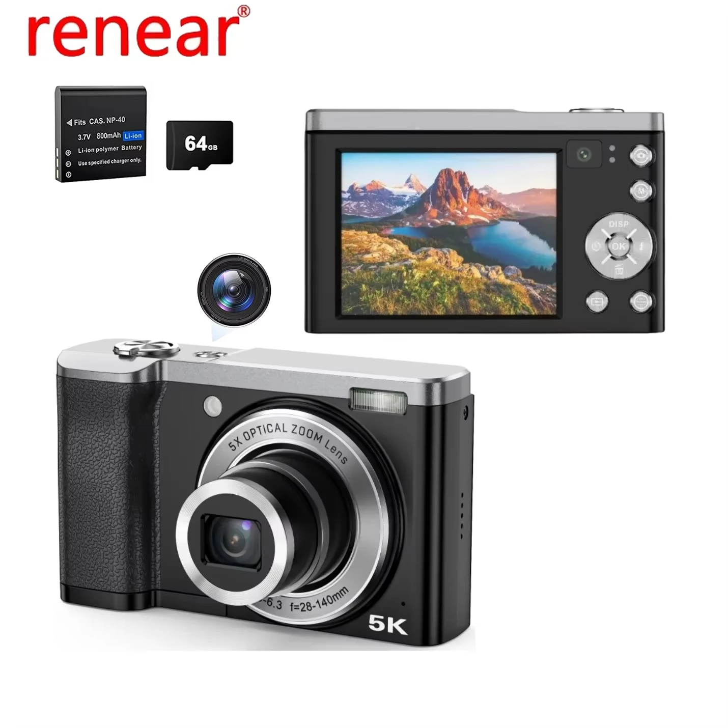 Aparat cyfrowy 5K HD profesjonalna kamera 2.8 cala 5X Zoom optyczny natychmiastowa kamera fotograficzna 56MP Anti Shake aparaty cyfrowe gospodarstwa domowego