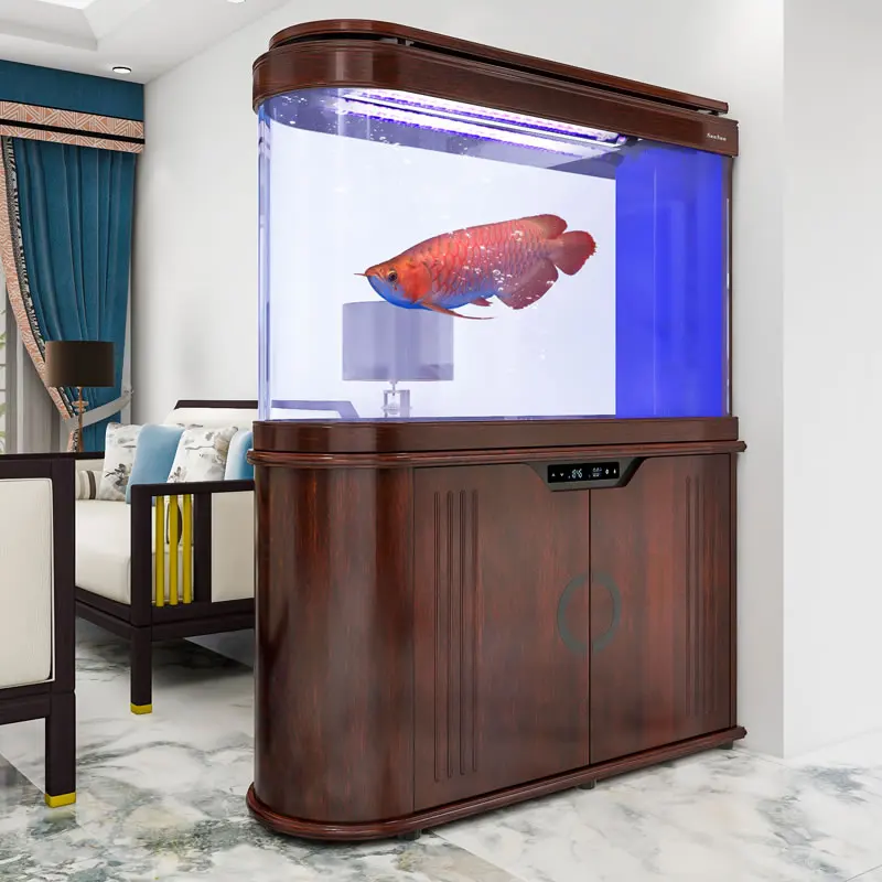 

Customized screen partition fish tank living room household, hot bending aquarium glass ecological bottom filter fish tank