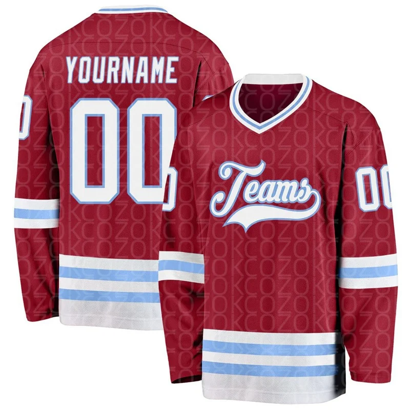 Red Hockey Jersey  Name Custom Number Logo Men Women Ice Hockey Jersey Competition Training Jerseys