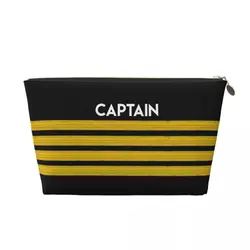 Custom Captain Stripes Epaulettes Travel Cosmetic Bag Aviation Airplane Pilot Toiletry Makeup Organizer Beauty Storage Dopp Kit