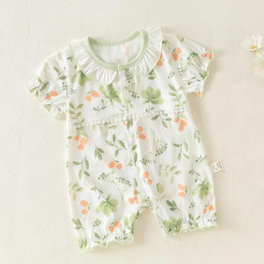 

Baby Romper Short Sleeve Summer Floral Cotton Newborn Clothes 1st Birthday 0-12 Months Baby Boy Girl Jumpsuit