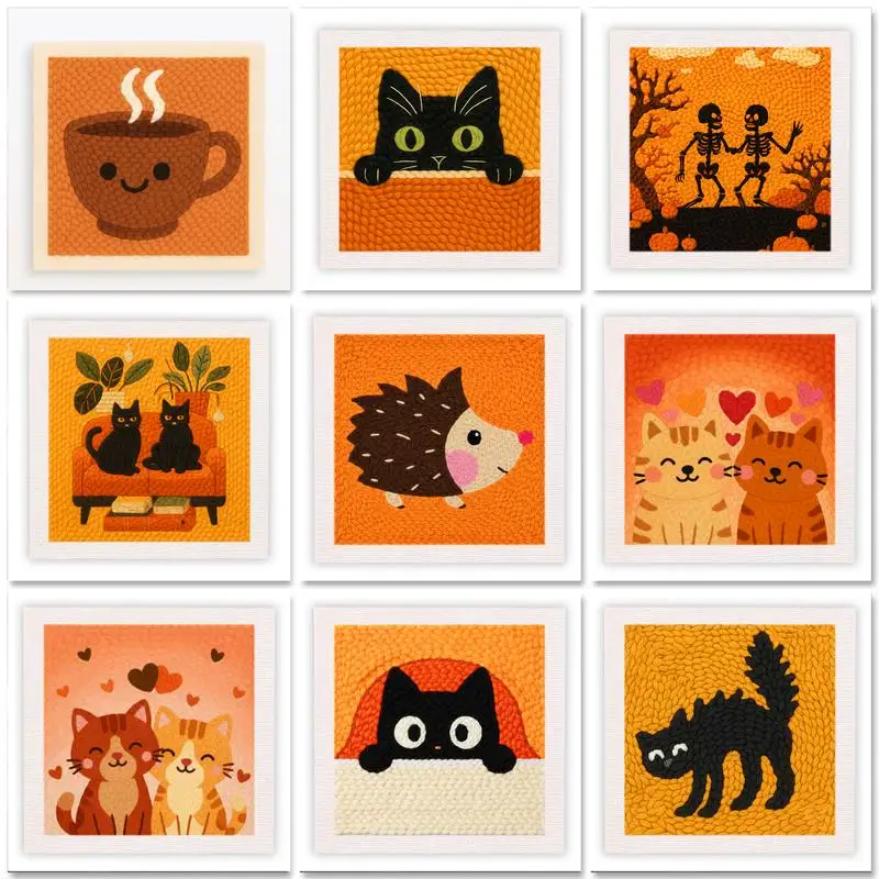 

GATYZTORY 25x25cm Punch Needle Painting Decor Cross Stitch Kits Cartoon Embroidery Punch Needle Kits For Adults Diy Kits
