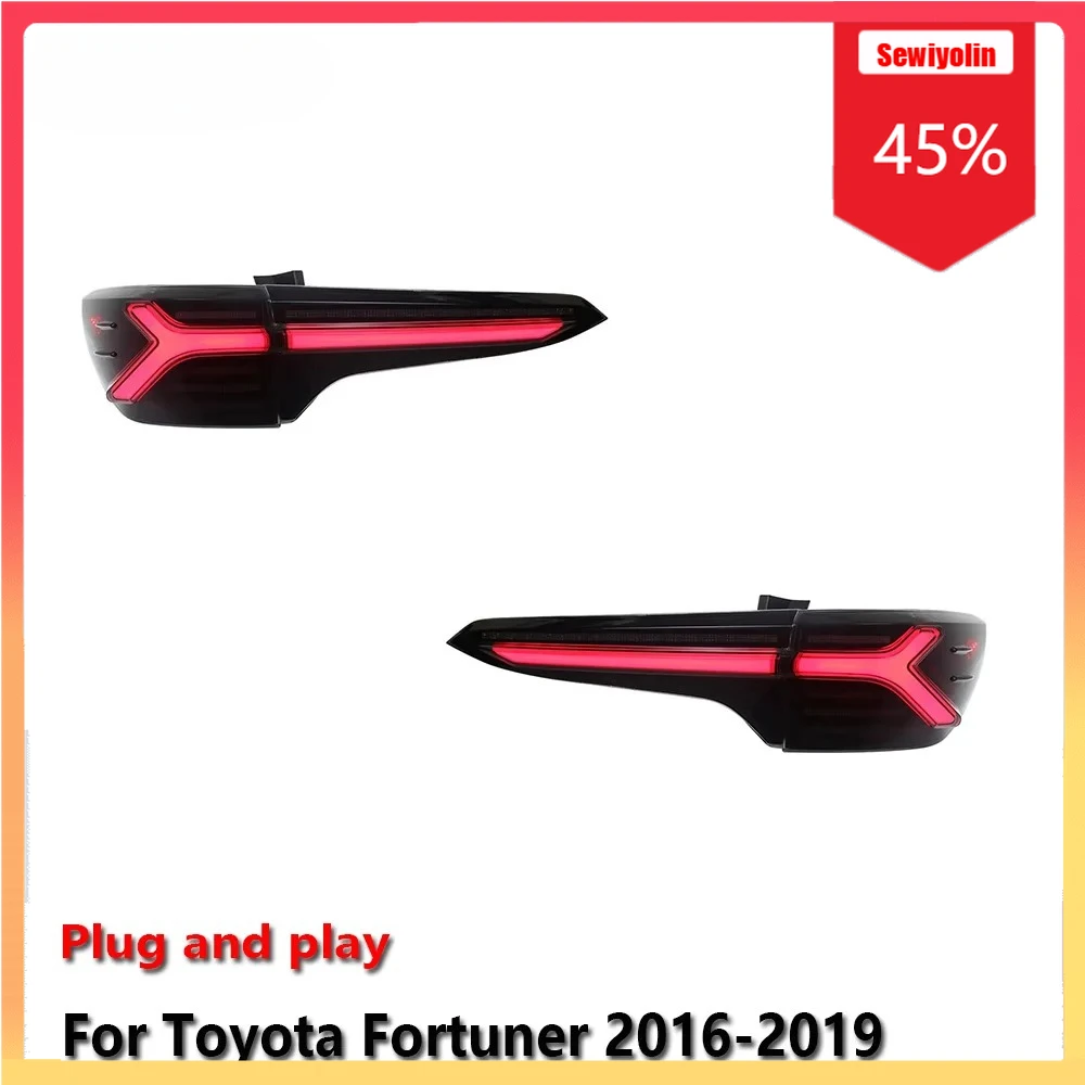 

Автомобильный светодиодный задний фонарь, автомобильные детали для Toyota Fortuner 2016-2019, авто противотуманные DRL, стоп-сигнал, указатель поворота, Plug and Play