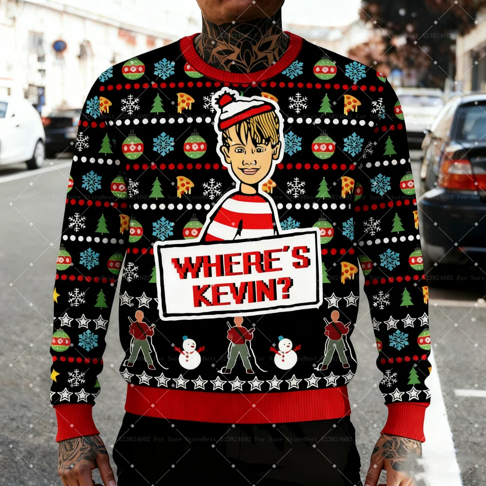 2026 الخريف الشتاء عيد ميلاد سعيد المنزل وحده القبيح عيد الميلاد البلوز الكرتون أنيمي النساء الرجال البلوز القمم هوديي البلوز #3