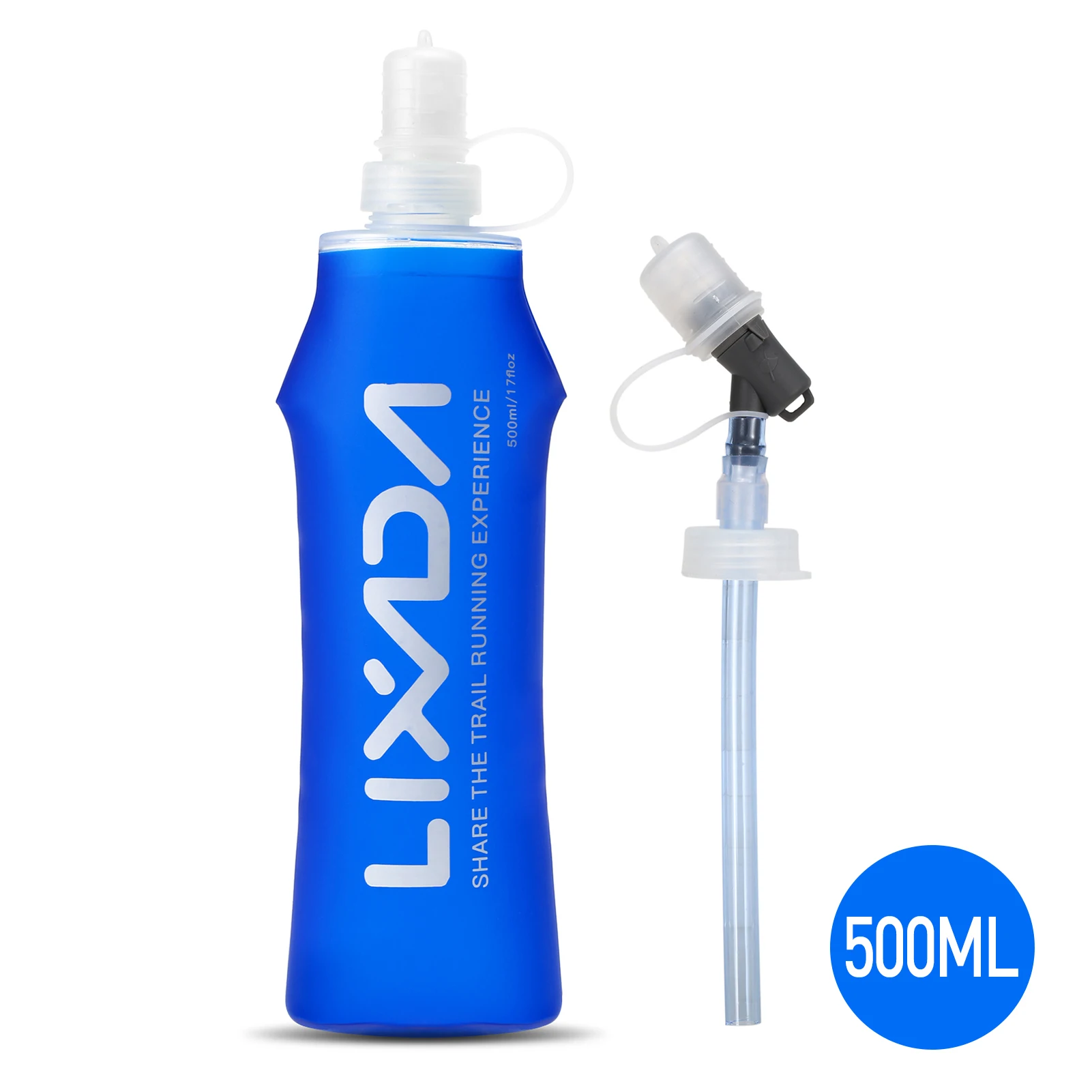 Lixada Soft Bottle with Long Straw Folding BPA Free Hydration Water Bottle for Outdoor Running Hiking Cycle