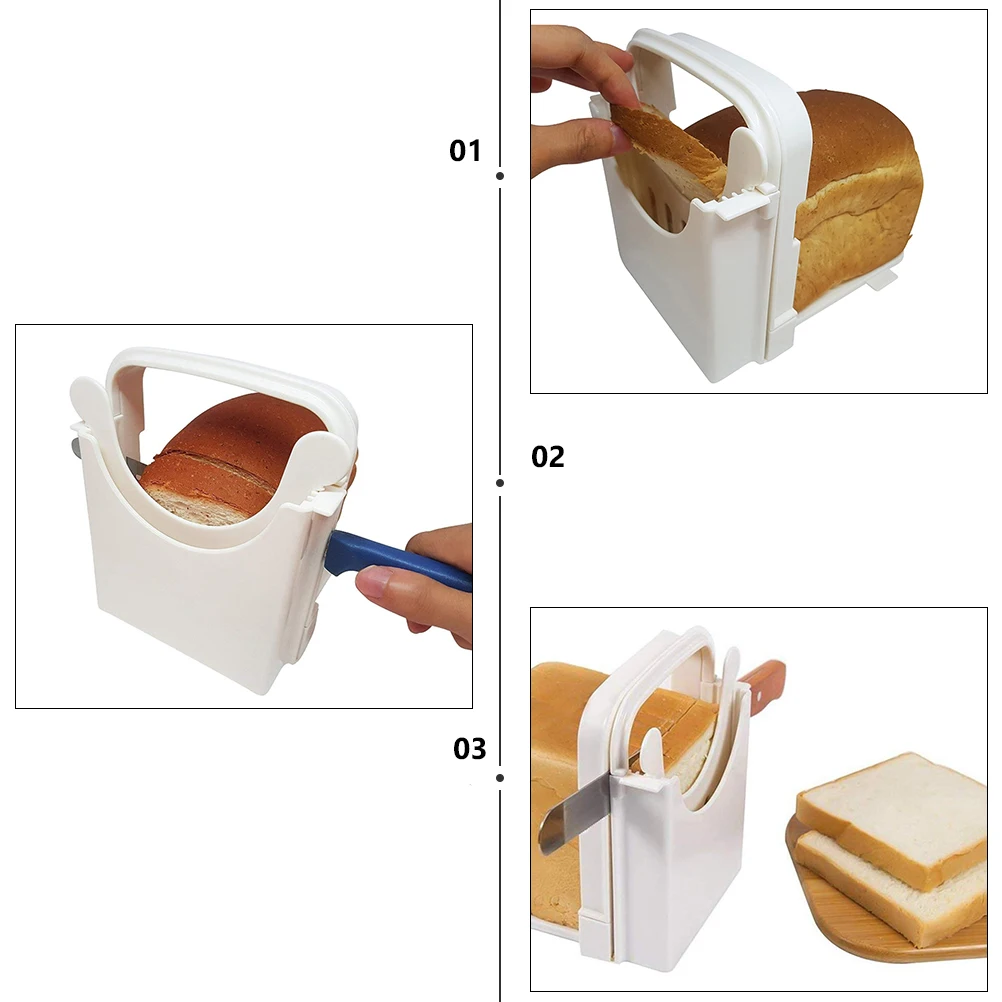 

2Pcs Bread Slicer ABS Plastic Manual Loaf Toast Sandwich Slice Guide Foldable Easy Storage Kitchen Tool