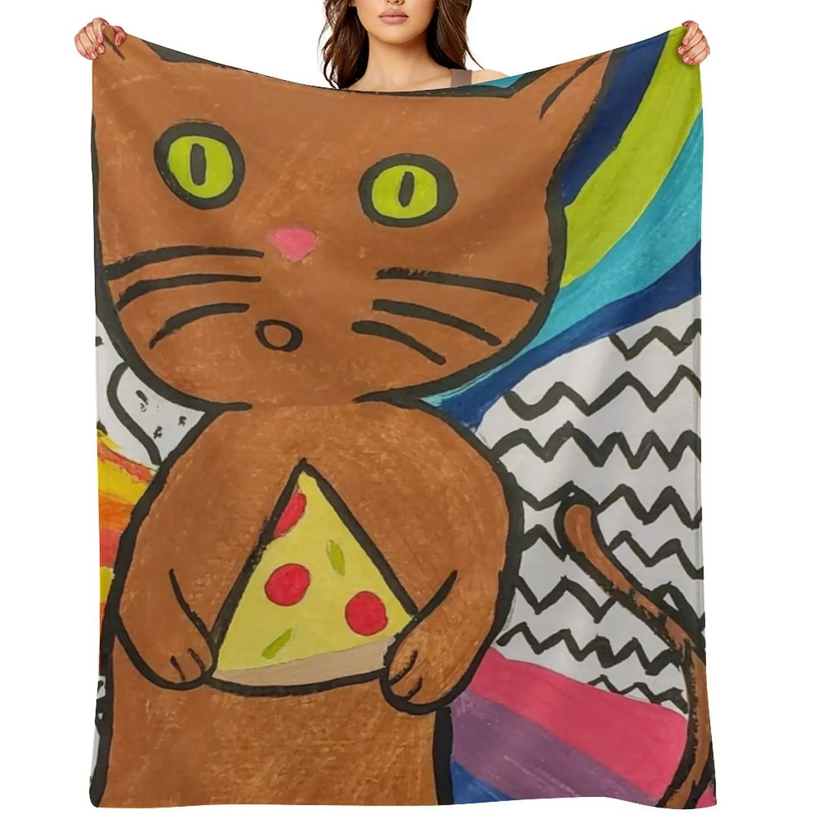 

Pizza please Throw Blanket Loose Single warm winter Bed linens Blankets