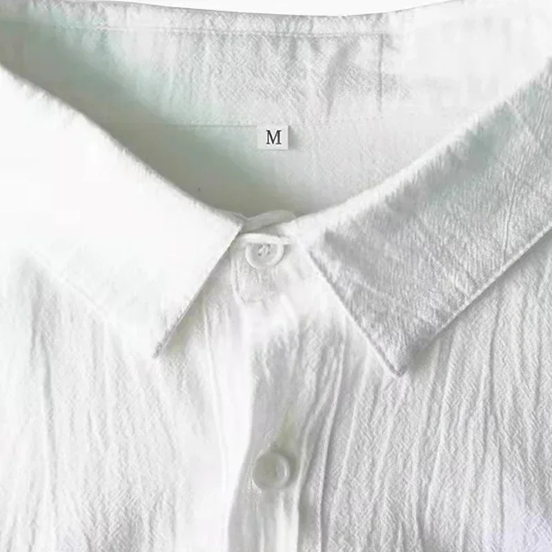 2022 Autumn Solid Men Shirt Baggy Long Sleeve Button Hawaiian 100% Cotton Linen Shirt For Men Blouse Camisa Masculina Streetwear