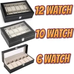 Mens 6 10 12 Grids PU Leather Watch Display Case Collection Storage Holder Box Jewelry Storage Packaging Box Watches Accessories