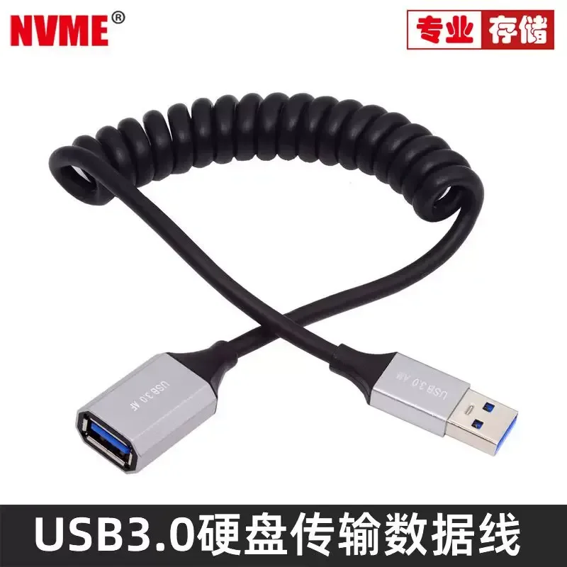 for NVME USB 3.0 Spring Telescopic Cable Type C Slingshot Micro USB Extended Male to Female B Data Aluminum Shell for U Disk