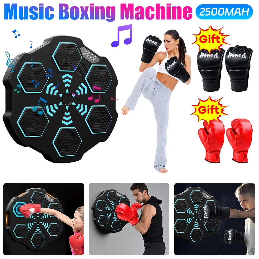 Smart Bluetooth Music Boxing Machine Wall Boxing Target LED Lighted USB Charging Sandbag Boxing Training Target Boxing Equipment