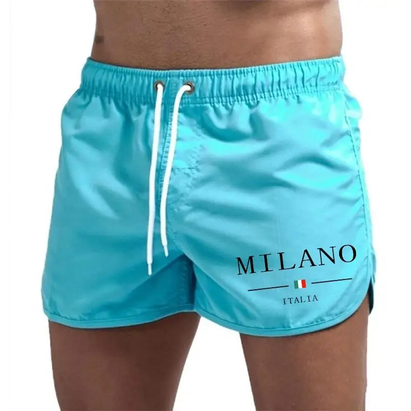 2026 Summer Men's Beach Shorts Urban Print Trunks Jogging Casual Pants Quick Drying Swimming Homme Surf Lightweight