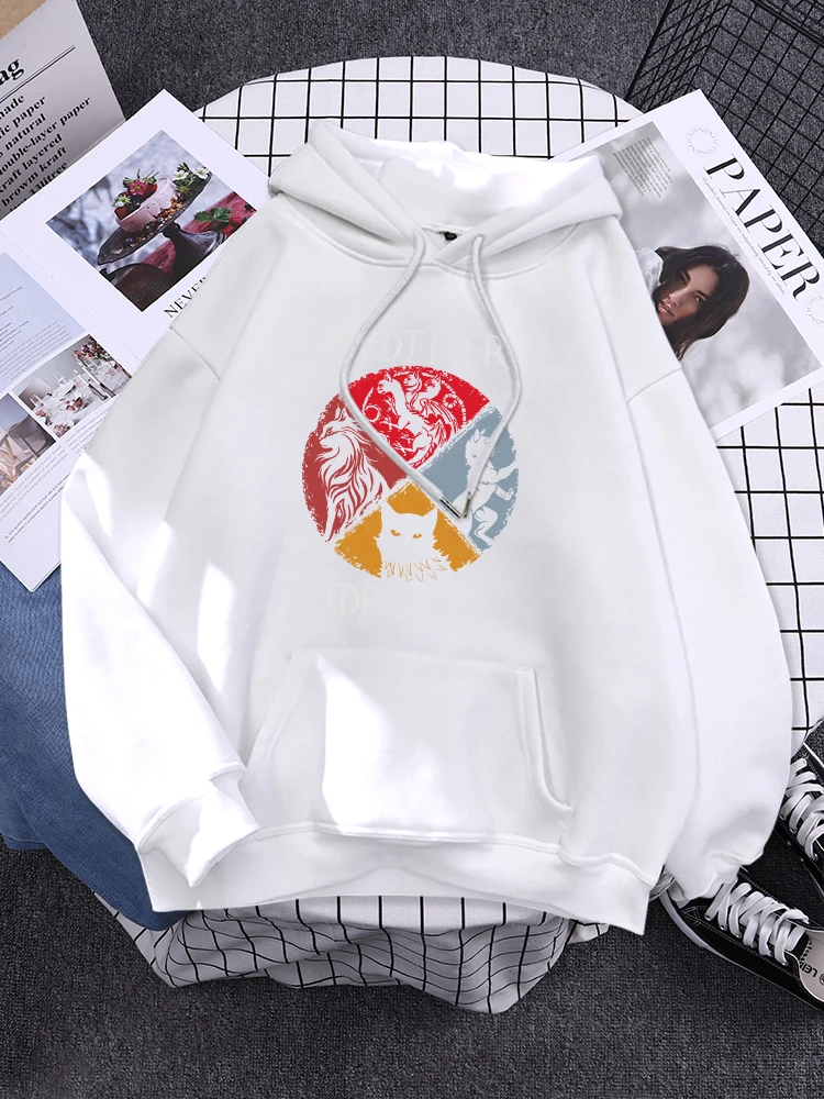 Cat Family Mother Of Cats Printed Hoodies Woman New Autumn Pullover Hip Hop Pattern Streetwear Comics Crewneck Hoodies Female