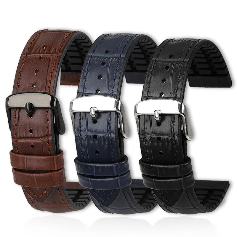 20mm 22mm For TAG Heuer Racing F1 Calera Aquaracer 300 Monaco men Watchband Genuine Cow leather crubber watch strap Accessories